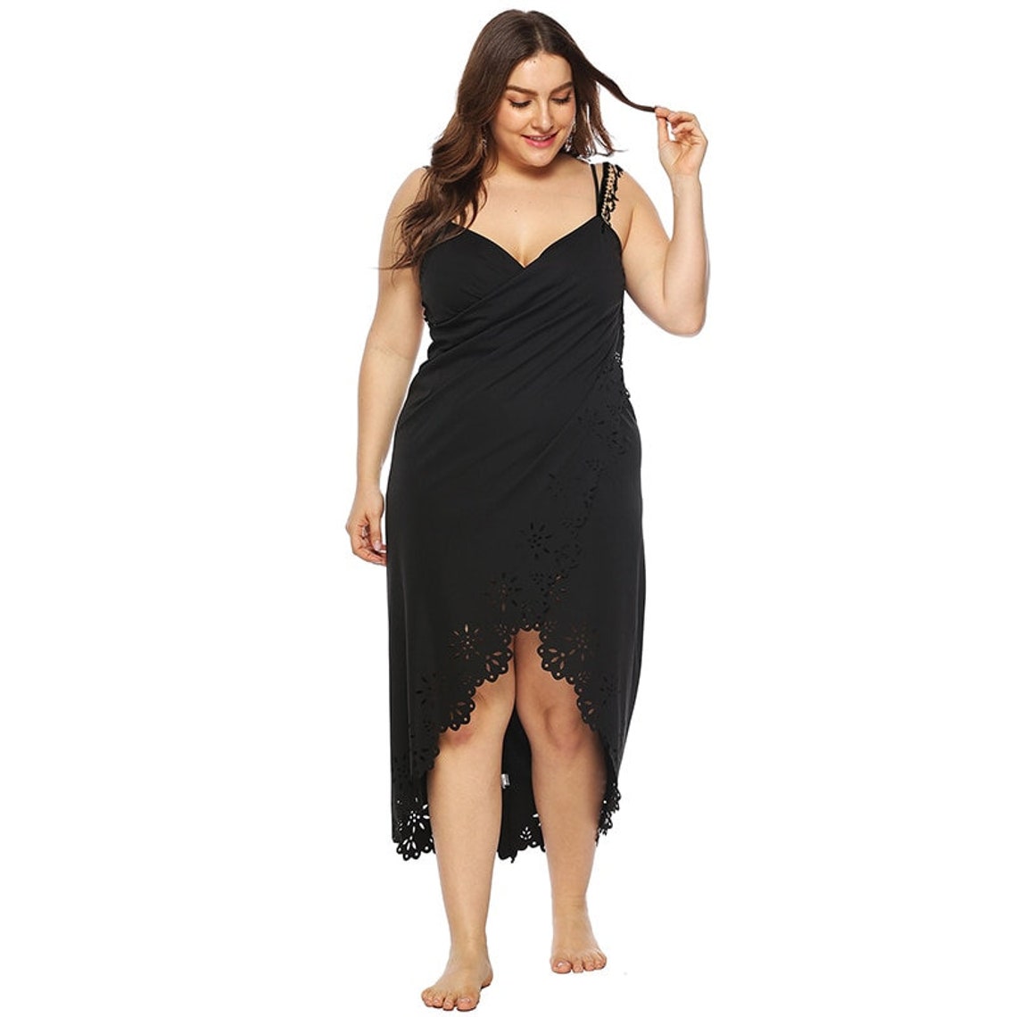 Plus Size L4XL Women Tassel Lace Hollow Out Edge Cover Dress Etsy