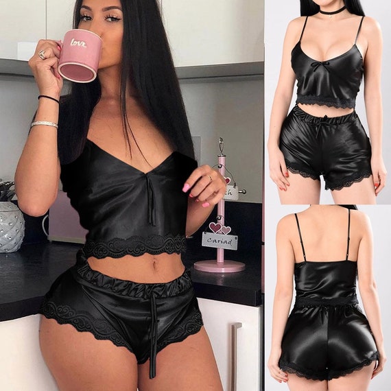 Black dirty talk shorts lingerie