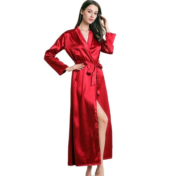 Sexy Female Long Extra Silk Robe Satin Robe Wire Charming | Etsy