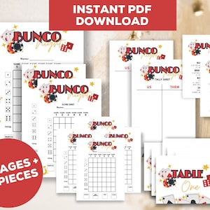 Reglas y tarjetas de puntuación Bunco imprimibles del casino: descarga digital para noches de juegos divertidas / juego de dados