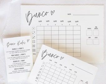Printable Bunco Score Cards & Rules - Digital Download for Fun Game Nights