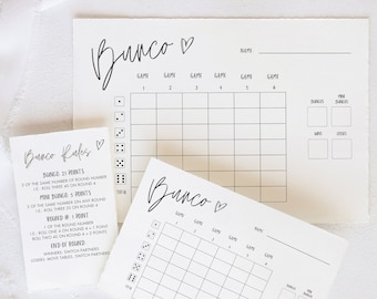 Printable Bunco Score Cards & Rules - Digital Download for Fun Game Nights