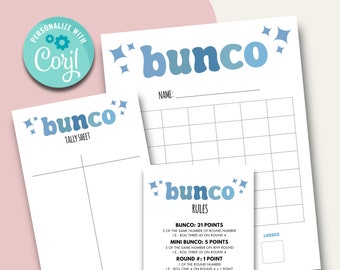 Règles et cartes de pointage rétro Bunco personnalisables (téléchargement numérique)