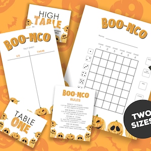 Cartes de score et règles Bunco imprimables d’Halloween - Téléchargement numérique Spooky Pumpkin pour des soirées de jeu amusantes