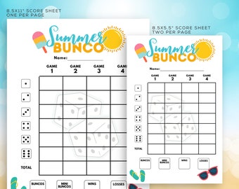 Summer Bunco Score Cards & Rules: Beach Theme (Digital Download)