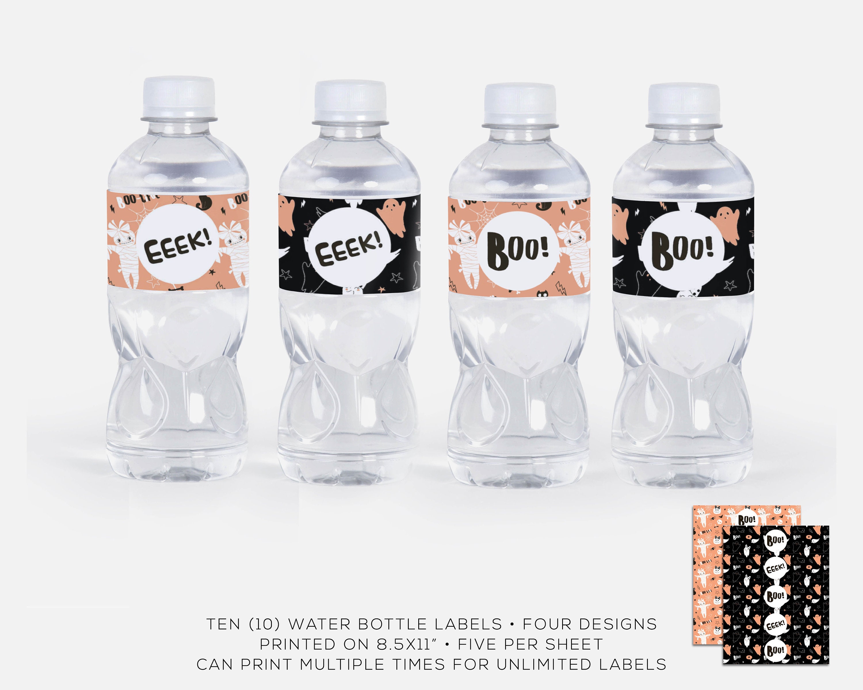 23 Halloween Printable Labels for an Unforgettable Party 4 Printable Halloween Water Bottle Labels Print at Home Decor Party…