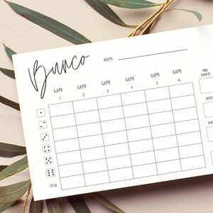 Druckbare Bunco Score Karten - Digitaler Download für lustige Spieleabende und Frauenabende | Würfelspiel