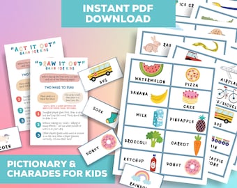 Draw It Out, Act It Out: Printable Charades and Pictionary Game Bundle for Kids