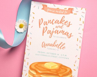 Pancakes and Pajamas Birthday Party Invitation: Whimsical Fun for Kids! Printable and Customizable