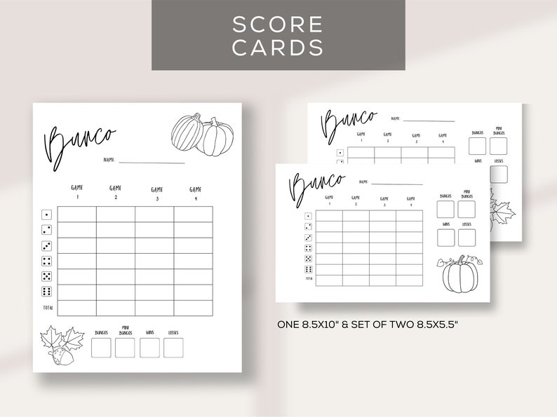 Printable Thanksgiving Bunco Score Cards & Rules - Fun Fall and Autumn ...