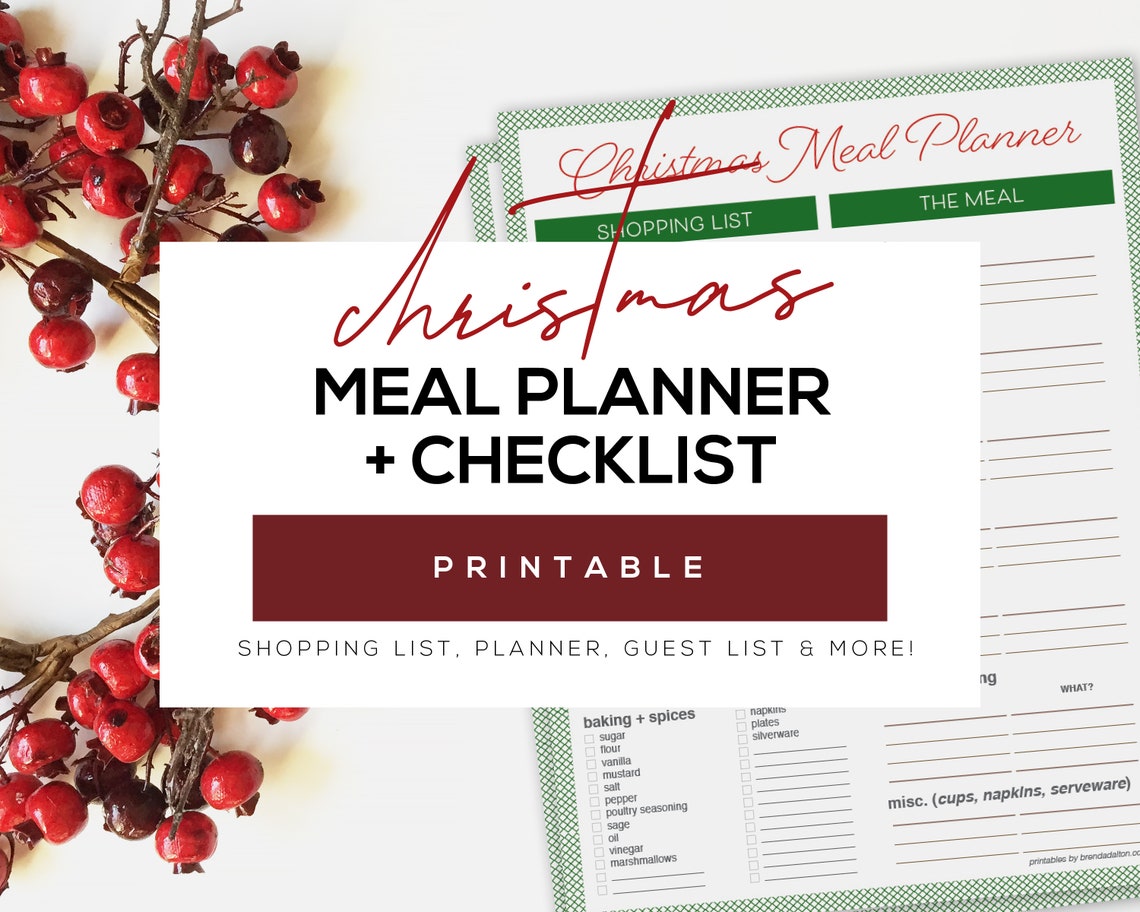 Christmas Meal Planner Checklist Guest List Printable Etsy