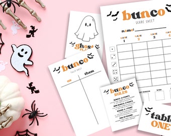 Règles et cartes de pointage imprimables Halloween Bunco - vintage effrayant à télécharger pour des soirées jeux amusantes
