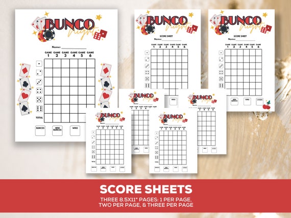 Bunco Printable- Score Card, Tally Sheet And Instructions/Rules