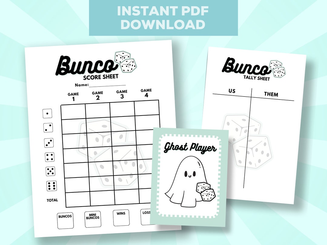 Bunco Score Cards Printable | Print at Home | Bunco Night | Tally Cards ...