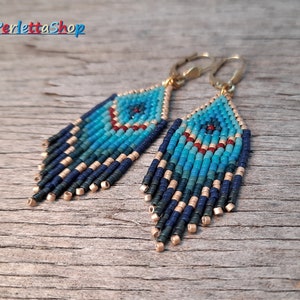 fringe earrings turquoise-matte gold