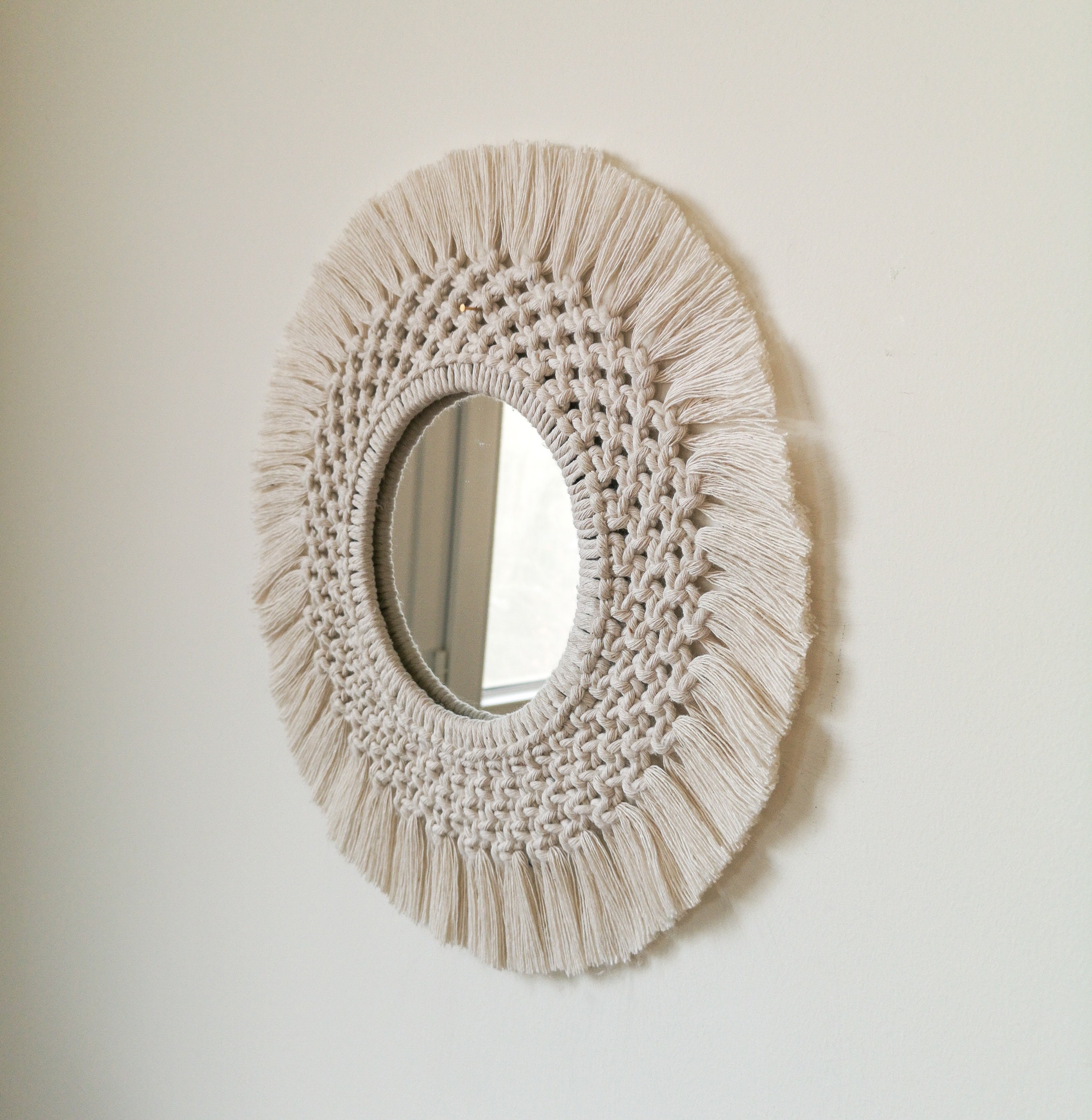 Macrame round wall hanging mirror sunflower mirror 38 cm Etsy