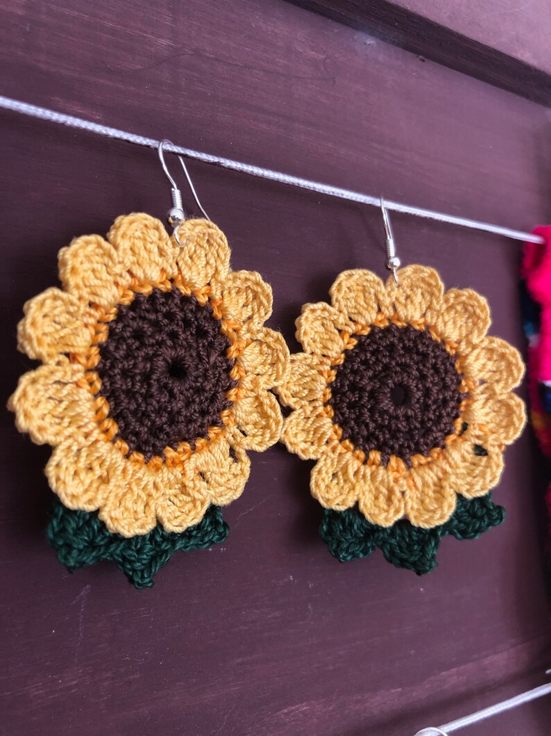 Sunflower Crochet Earrings main image 1