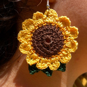 Sunflower Crochet Earrings