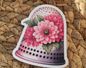 Sewing thimble vinyl sticker gift for sewist, grandma hobby, gift for crafter, hobby stickers, sewing machine decor, sewing Christmas gift