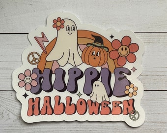 Retro halloween sticker, halloween sticker, vinyl stickers, vintage stickers, hippie halloween sticker, laptop stickers, ghost sticker