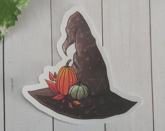 witches hat sticker, spooky sticker. fall sticker, autumn sticker, witch, witches hat, wiccan sticker, pumpkin, pumpkin witches hat,