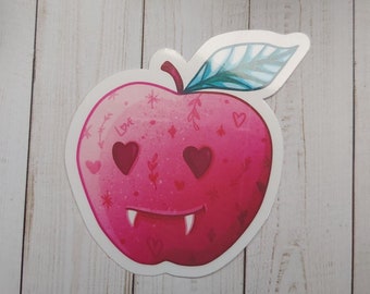 vampire apple sticker | Creepy sticker | halloween sticker | valentines sticker | vinyl sticker | vampire sticker | apple stickers
