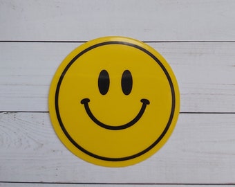 Retro Smiley Face Sticker: 70s Style Happy Emoji, 2.5 inch