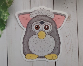 90s Furby Sticker: Grey Vinyl Furby Art