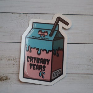 Cry baby tears sticker | cry baby | tears | laptop sticker | Funny sticker | Pastel sticker | pastel goth | milk carton | milk carton tears