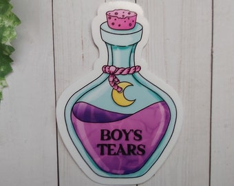 Boys tears sticker, boys tears bottle, boys tears, witches potion, tears, vinyl sticker, witch stickers, wiccan stickers, spooky stickers