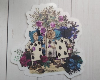 Alice in Wonderland Sticker: Painting Roses Card Suits