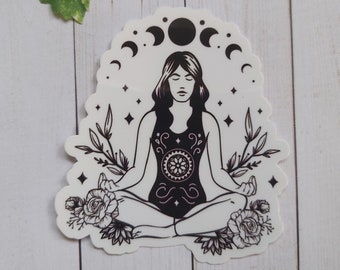 Moon Girl Sticker | Moon | Moon stickers | yoga stickers | sun and moon | moon art | moon phases | moon phase | crescent moon | witch