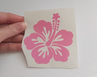 Hibiscus Decal, Car Decal, Hibiscus Flower Sticker, Hawaiian Decal, Tropical Flower Sticker, Vinyl Decal, Pink Flower Sticker, Aloha Sticker