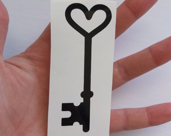 Heart Key Vinyl Decal, key, antique, car decal, laptop decal, wineglass decal, vintage decal, heart