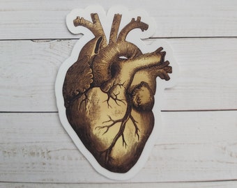Steampunk Anatomical Heart Sticker: Vintage Laptop Decal