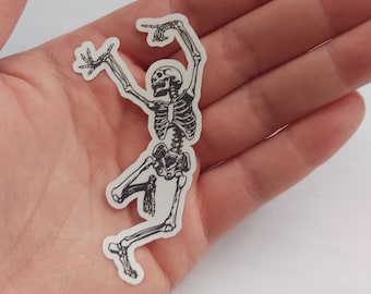 Skeleton Sticker | Skeleton dancing sticker | vinyl sticker | laptop sticker | Vintage sticker | dance macabre sticker | skull drawing
