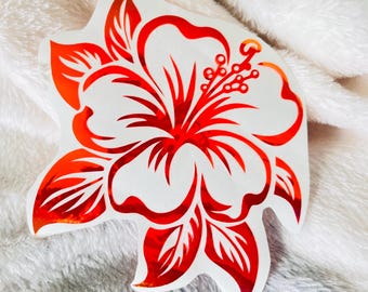 Hibiscus Decal, Car Decal, Hibiscus Flower Sticker, Hawaiian Decal, Tropical Flower Sticker, Vinyl Decal, Aloha Sticker, laptop decal