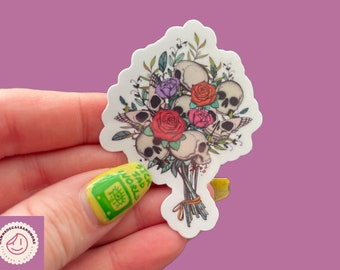 Skull Flower Bouquet Sticker: Punk Laptop Decal
