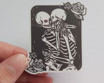Skeleton Sticker | The Lovers sticker | skull rose sticker | vinyl sticker | laptop sticker | Vintage sticker | rose sticker | skull drawing