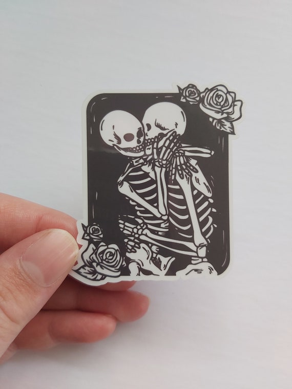 Skeleton Sticker | The Lovers sticker | skull rose sticker | vinyl sticker | laptop sticker | Vintage sticker | rose sticker | skull drawing