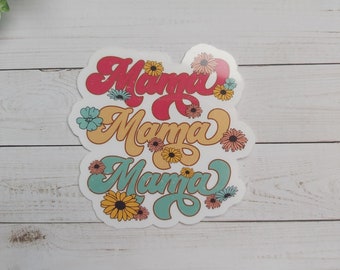 Retro Mama Sticker, Floral Sticker, Water Bottle Decal, Card Sticker, Gift For Mom, Scrapbook Sticker, Mom Birthday Gift, 90s Sticker