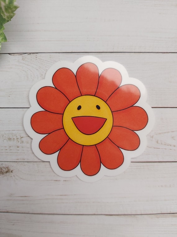 Retro Flower Sticker, Hippie Sticker, Aesthetic Sticker, Floral Label, 70s Sticker, Vintage Style Sticker, Water Bottle Label, Plant Sticker