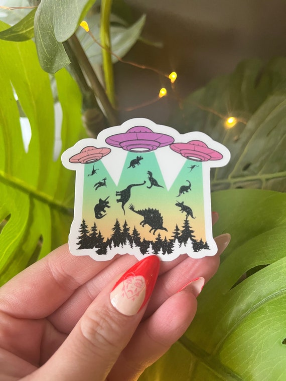 UFO abduction sticker | space alien | funny stickers | laptop stickers | ufo stickers | alien stickers | alien gifts | galaxy | dinosaur