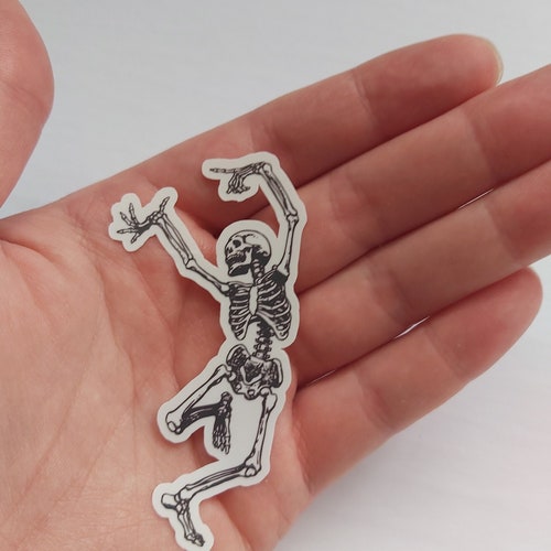 Skeleton Sticker | Skeleton dancing sticker | vinyl sticker | laptop sticker | Vintage sticker | dance macabre sticker | skull drawing