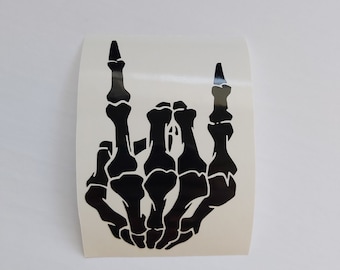 Rocker Skeleton Hand Decal: Rock and Roll Car/Laptop Sticker