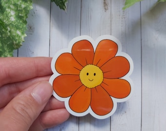 Retro Flower Vinyl Sticker - hippie boho sticker, gift for sister, vintage vinyl decal for journal, kindle stickers, water bottle sticker