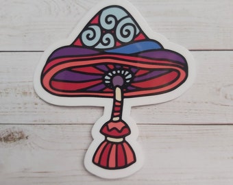 Retro mushroom sticker | mushroom stickers | colorful mushroom | mushroom art | mushroom | magic mushroom | mushroom sticker | vinyl sticker