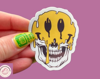 Skeleton Sticker | retro smiley face sticker | vinyl sticker | laptop sticker | Vintage sticker | boho aesthetic sticker | skull drawing