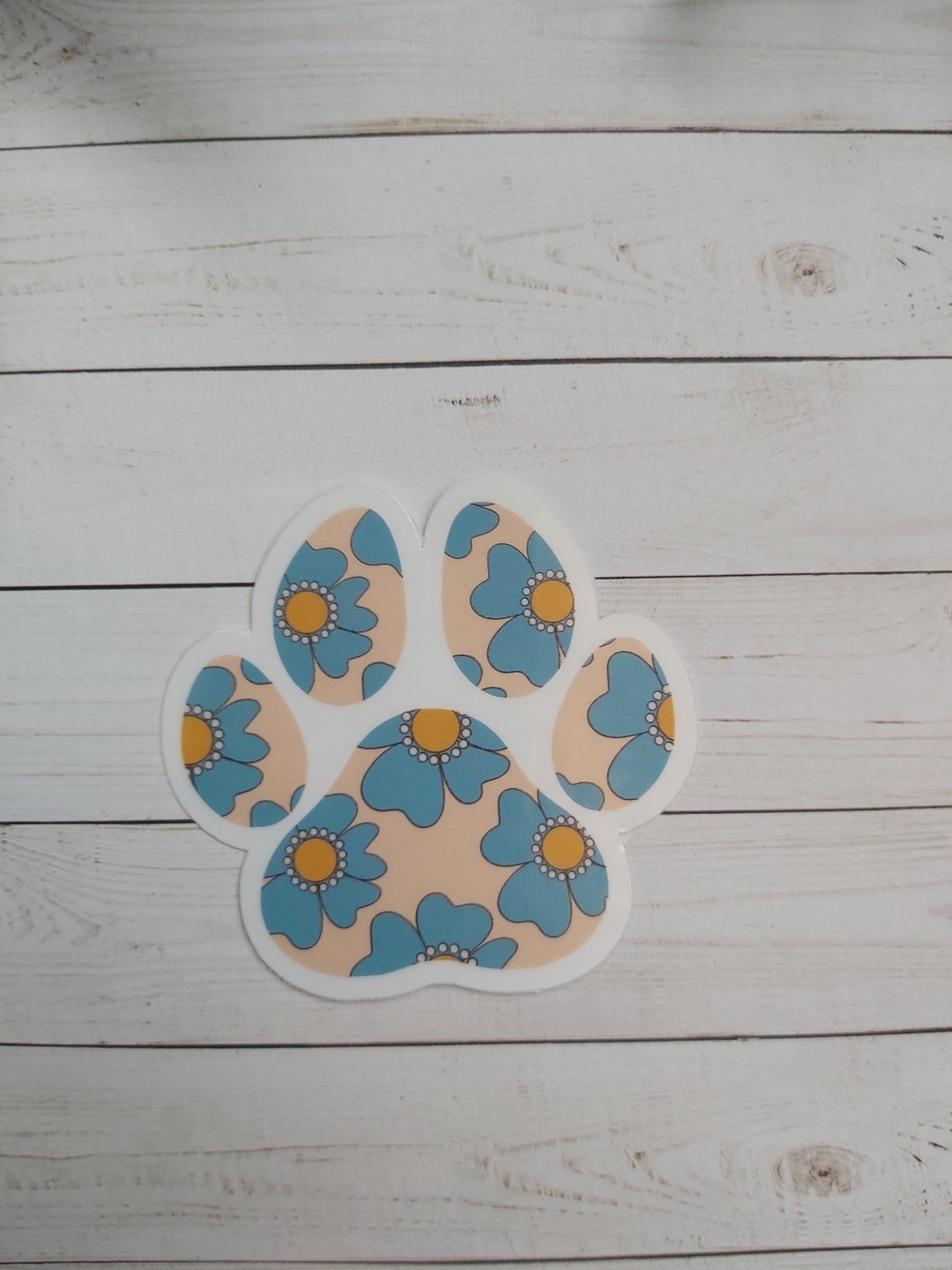 Paw Print Sticker, Floral Paw Sticker, Dog Paw Label, Water Bottle ...