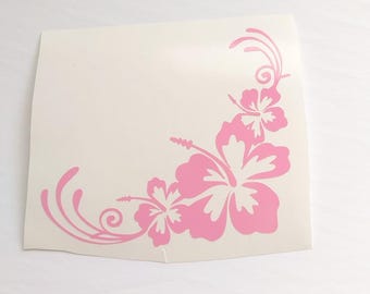Hawaiian Flower Decal, Hibiscus Sticker, Car Decal, Vinyl Sticker, Tropical Flower Sticker, Hawaii Decal, Waterproof Sticker, Aloha Sticker
